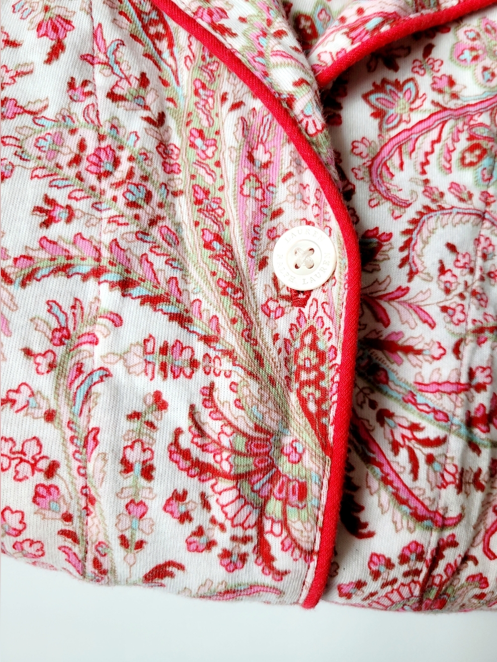 Ralph Lauren Pink Paisley Cotton Blend 2-pc. Pajamas Set LRL Embroidery Medium - Picture 14 of 16